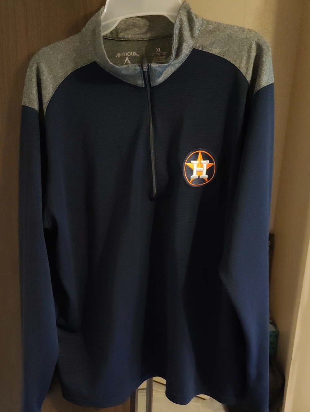 Antigua Navy and Gray Houston Astros Quarter-Zip Pullover